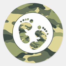 Kinderfüße der Grünen Camouflage bevorzugen Aufkle Runder Aufkleber