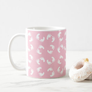 Kinderfußspuren, Babyfuß, Fußspuren, rosa Girl Kaffeetasse