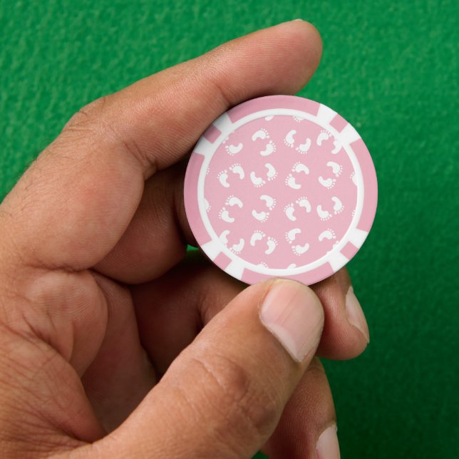 Kinderfußspuren, Babyfuß, Fußspuren, rosa Girl Pokerchips (Hand)
