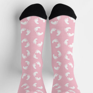 Kinderfußspuren, Babyfuß, Fußspuren, rosa Girl Socken