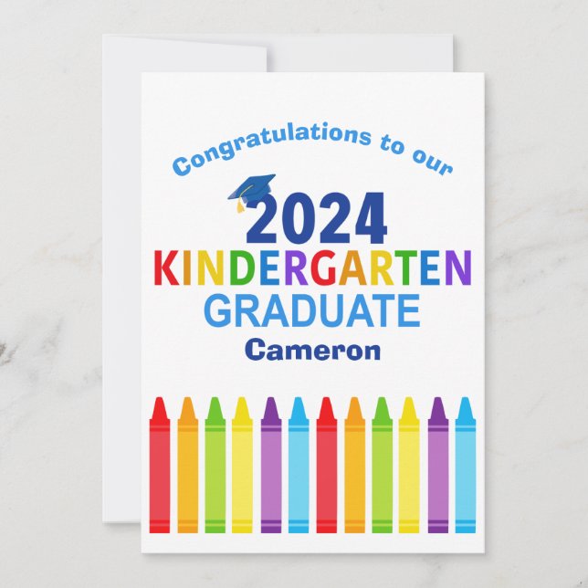 Kindergarten 2024 Niedlicher Abschluss Karte (Vorderseite)