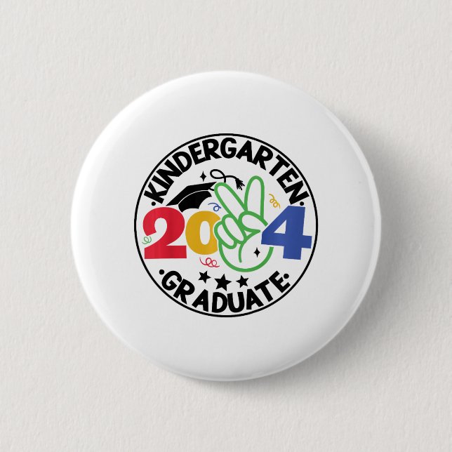 Kindergarten Abschluss 2024 Absolvent letzter Tag Button (Vorderseite)