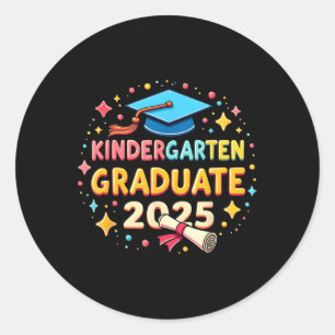 Kindergarten Abschluss 2025 Graduate Kids Boys Gi Runder Aufkleber