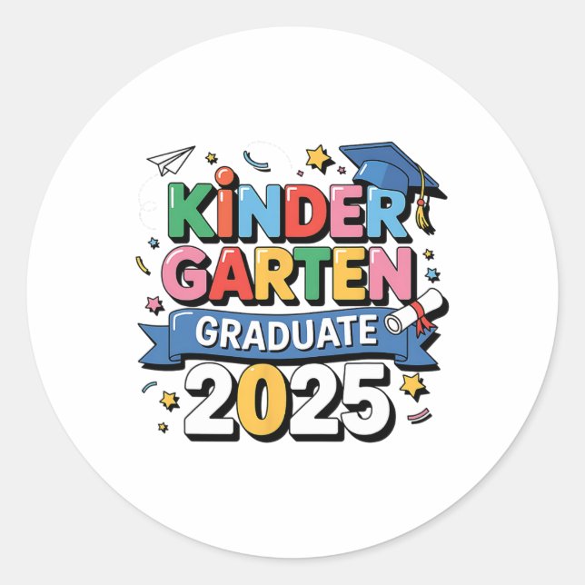 Kindergarten Abschluss 2025 Graduate Kids Boys Gi Runder Aufkleber (Vorderseite)