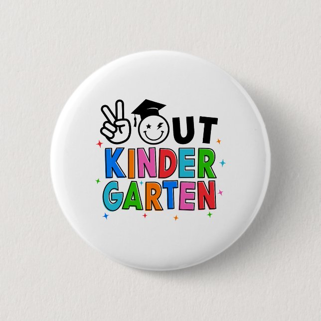 Kindergarten Abschluss am letzten Schultag Gro Button (Vorderseite)