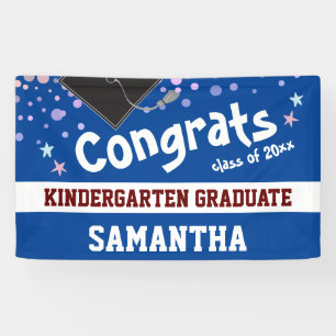 Kindergarten Abschluss blue Confetti Foto Banner