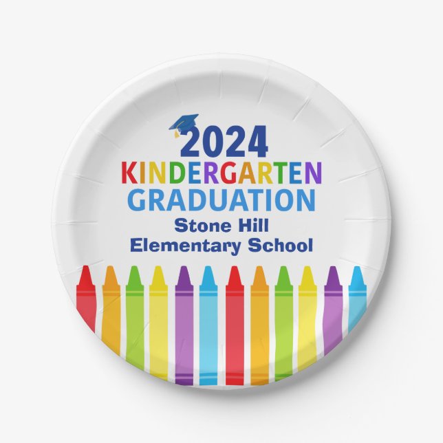 Kindergarten Abschluss Custom School Party 2024 Pappteller (Vorderseite)