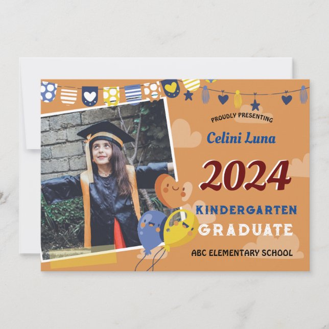 Kindergarten Abschluss Einladung mit Foto (Vorderseite)