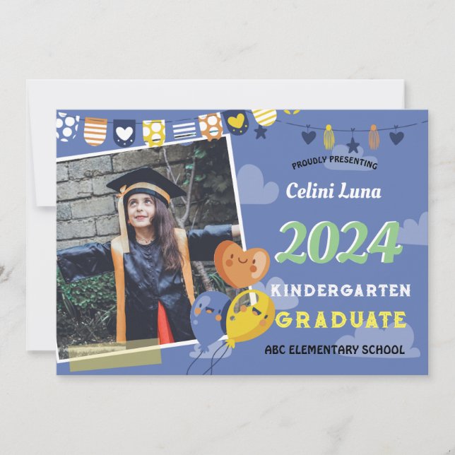 Kindergarten Abschluss Einladung mit Foto (Vorderseite)