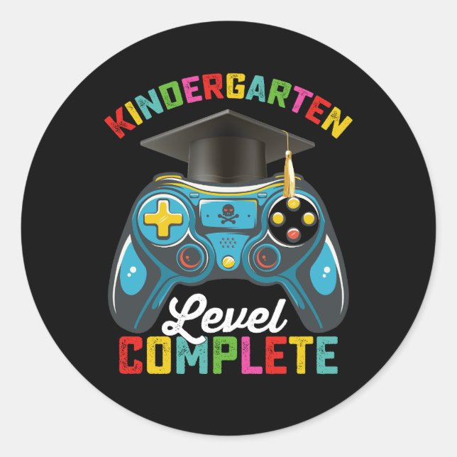 Kindergarten - Abschluss-Gaming Runder Aufkleber (Vorderseite)