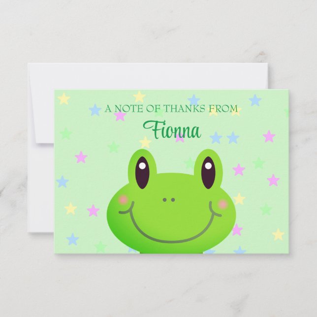 Kindergarten Abschluss Green Frog Dankeskarte (Vorderseite)