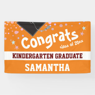 Kindergarten Abschluss Orange Confetti Foto Banner