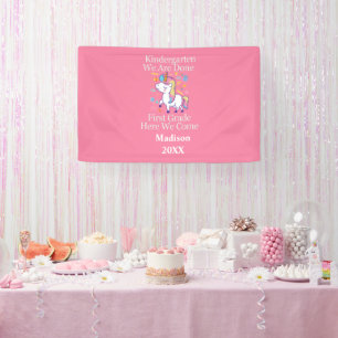 Kindergarten-Abschluss Rosa Mädchen-Einhorn-Party Banner