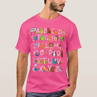 Kindergarten Alphabet Süße Tier ABCs AZ Lernen T-Shirt
