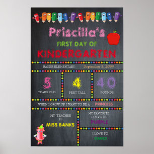 Kindergarten am ersten Tag, kleine Größe, Chalkboa Poster