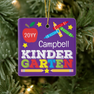 Kindergarten Andenken Blaue Farbige Kinder Foto Keramikornament