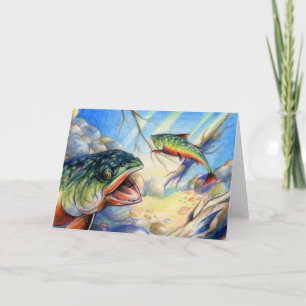 Kindergarten: Bachforelle Feiertagskarte