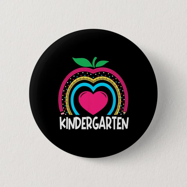 Kindergarten Boho Rainbow-Lehrerteam Kinder squa Button (Vorderseite)