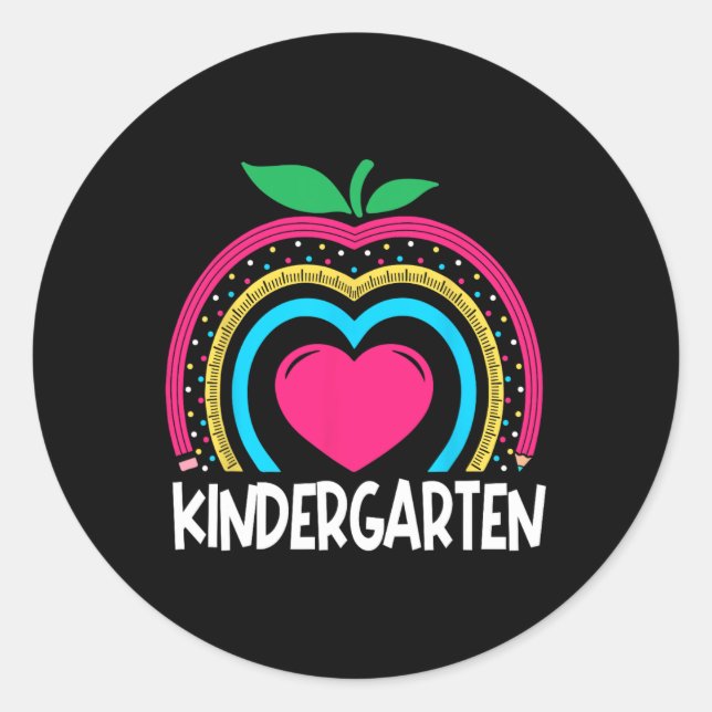 Kindergarten Boho Rainbow-Lehrerteam Kinder squa Runder Aufkleber (Vorderseite)