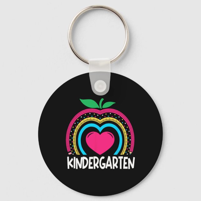 Kindergarten Boho Rainbow-Lehrerteam Kinder squa Schlüsselanhänger (Vorderseite)