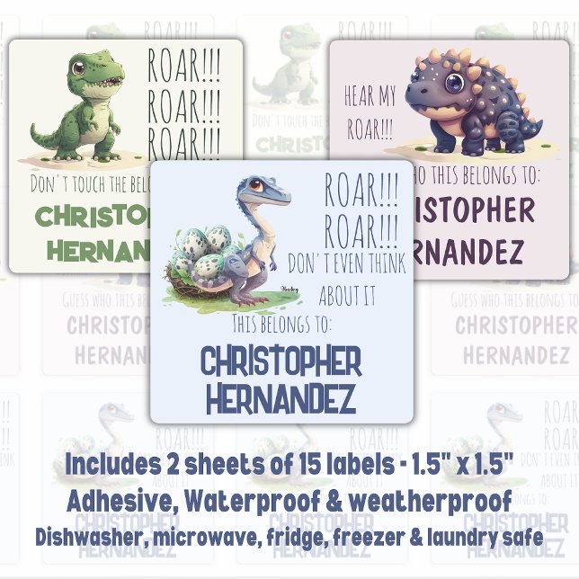 Kindergarten Boy Dinos Funny School Labels Etiketten (Put these cute labels on all the supplies they'll need for the new school year. Order today!)