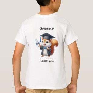 Kindergarten Boy Graduate Name Niedlich Eichhörnch T-Shirt