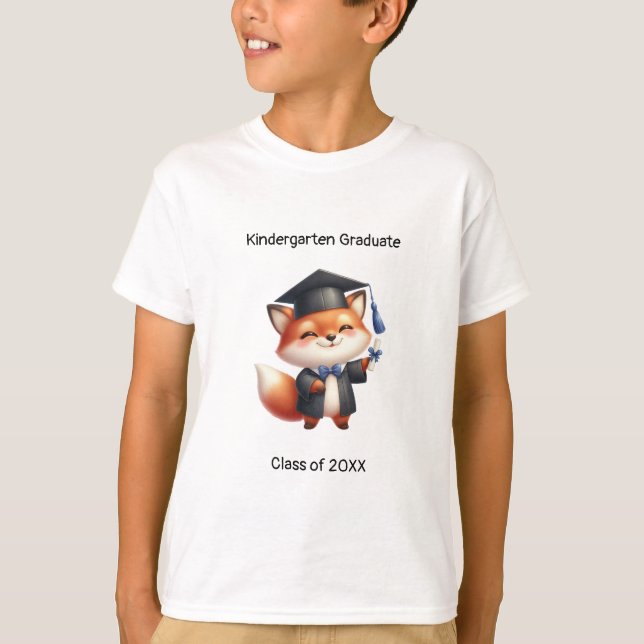 Kindergarten Boy Graduate Niedlich Fox Grad T - Sh T-Shirt (Vorderseite)