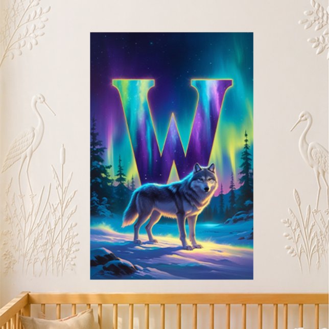 Kindergarten Buchstabe W Name Nordlichter Wolf Poster (Von Creator hochgeladen)