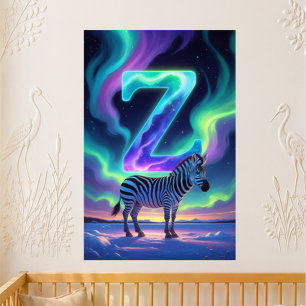 Kindergarten Buchstabe Z Name Nordlichter Zebra Poster