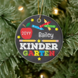 Kindergarten Bunte Kreide Andenken Kinder Foto Keramik Ornament