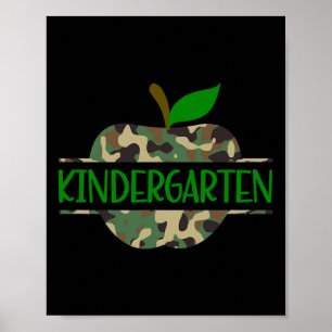 Kindergarten Camouflage Apple Erster Schultag Poster