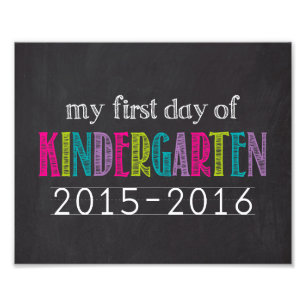 Kindergarten Chalkboard erster Tag Unterschrift dr Fotodruck