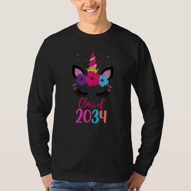 Kindergarten Class Of 2034 Unicorn First Day Of Sc T-Shirt (Vorderseite)