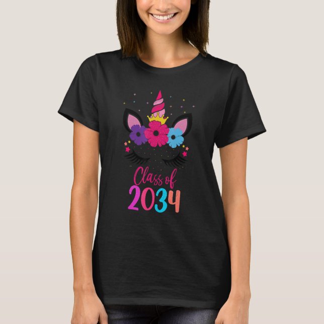 Kindergarten Class Of 2034 Unicorn First Day Of Sc T-Shirt (Vorderseite)