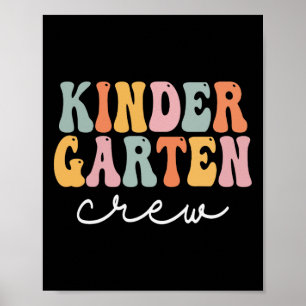 Kindergarten-Crew Retro Groovy Vintage Erster Tag Poster