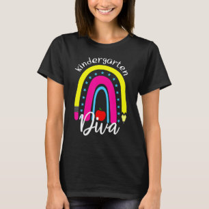 Kindergarten Diva Regenbogen Lehrer Schüler Zurück T-Shirt