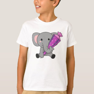 Kindergarten Elephant School Children School Cone T-Shirt