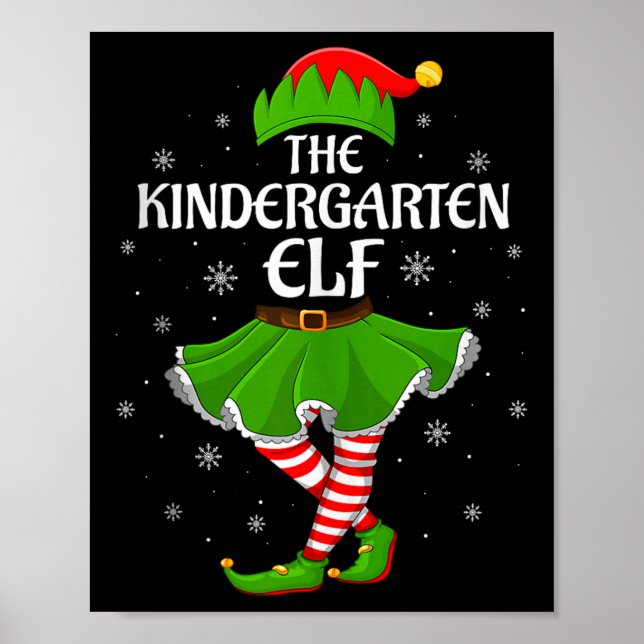 Kindergarten Elf Christmas Family Girls Women Elf  Poster (Vorne)