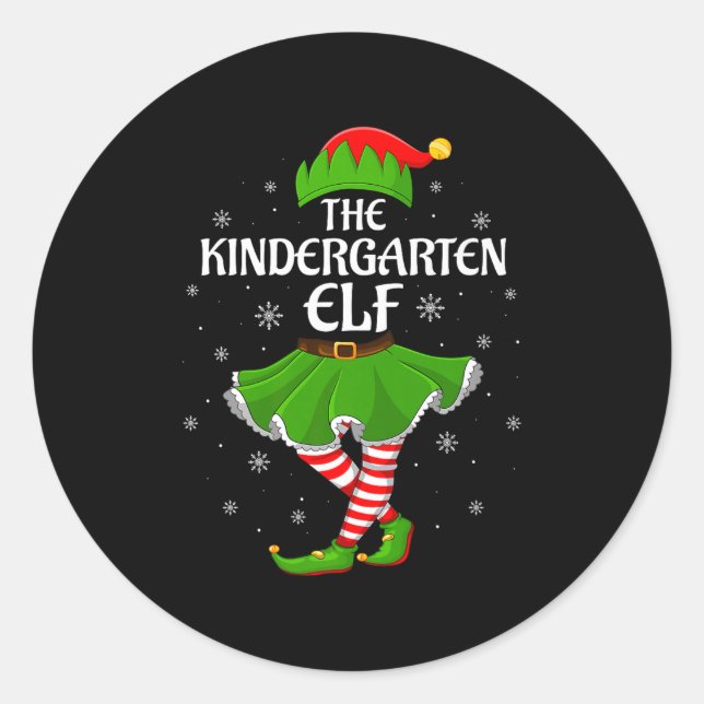 Kindergarten Elf Christmas Family Girls Women Elf  Runder Aufkleber (Vorderseite)