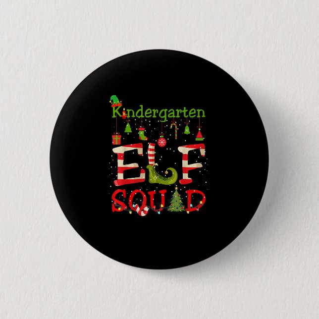 Kindergarten ELF Squad Funny Christmas Lights Kind Button (Vorderseite)