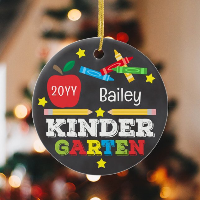 Kindergarten Farbiges Chalkboard Keepake Kinder Keramik Ornament (Von Creator hochgeladen)