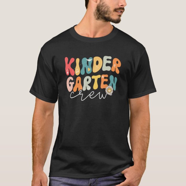 Kindergarten Girls Boys Groovy Teacher Team Kinder T-Shirt (Vorderseite)