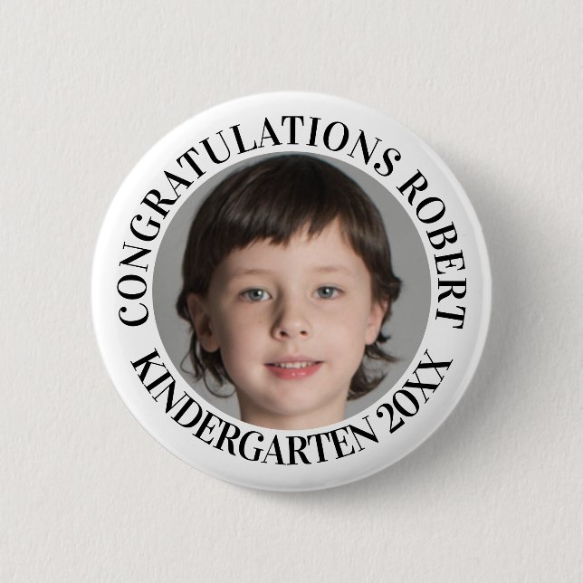 Kindergarten Graduate Gratulation Foto Button (Vorderseite)