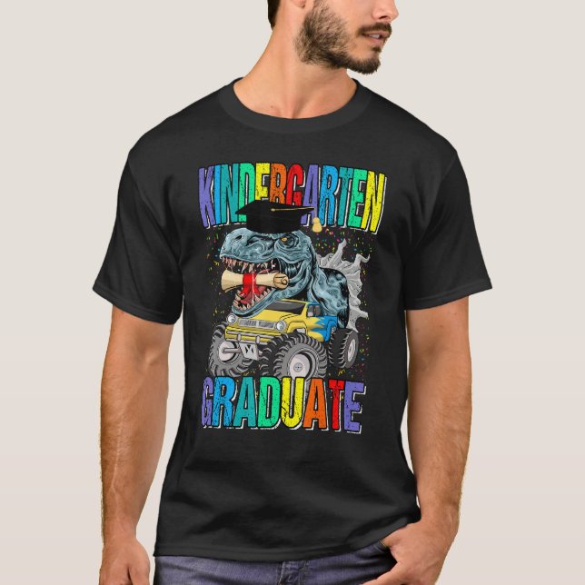 Kindergarten Graduate Monster Truck Dinosaur Gradu T-Shirt (Vorderseite)