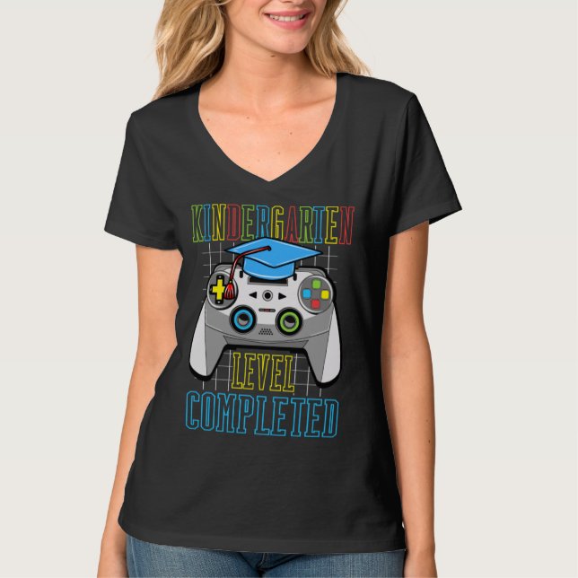 Kindergarten Graduation Level Completed Gamer Kids T-Shirt (Vorderseite)