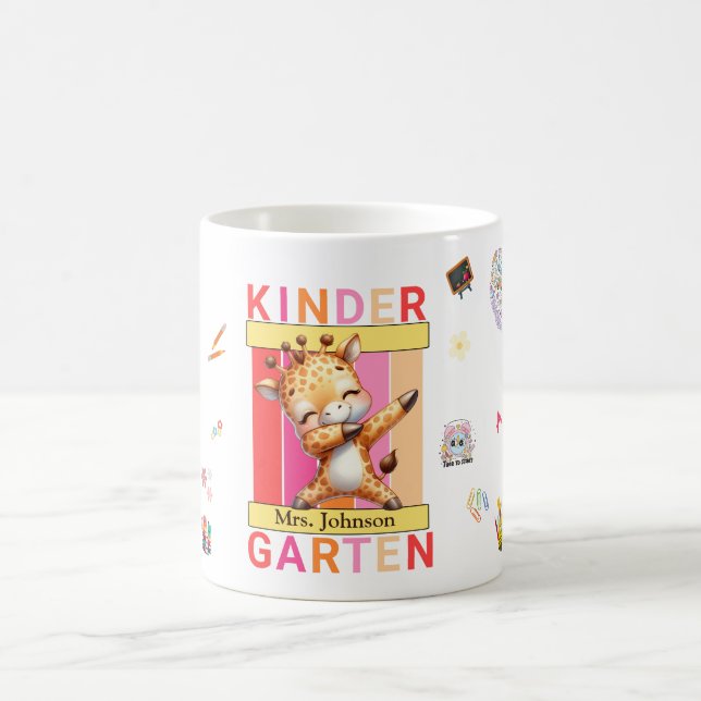 Kindergarten Grundschullehrer Dabbing Giraffe Kaffeetasse (Mittel)