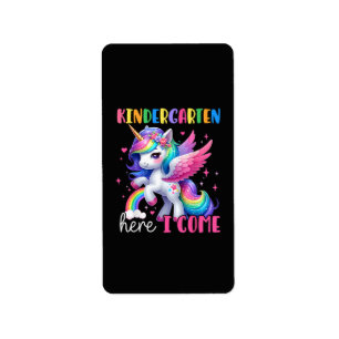 Kindergarten Hier Komm Ich Einhorn Zurück zur Schu Adressaufkleber