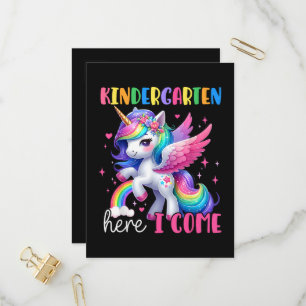 Kindergarten Hier Komm Ich Einhorn Zurück zur Schu Einladungspostkarte