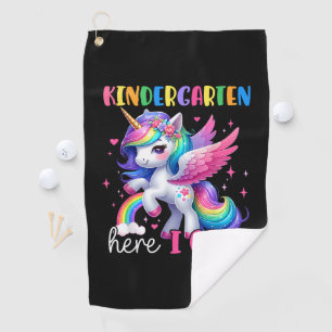 Kindergarten Hier Komm Ich Einhorn Zurück zur Schu Golfhandtuch