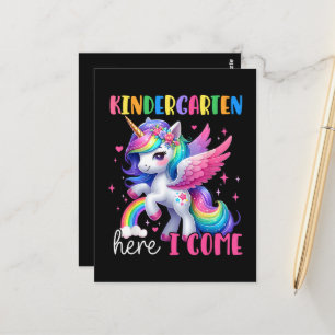 Kindergarten Hier Komme Ich Einhorn Zurück zur Sch Postkarte
